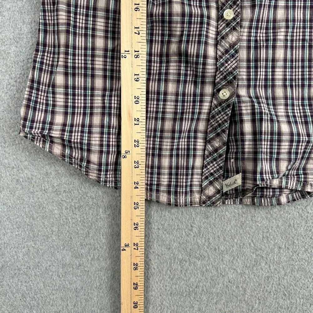 Woolrich‎ Womens Plaid Short Sleeve Button Up Shirt Size Small Purple Pink Blue - Picture 4 of 6